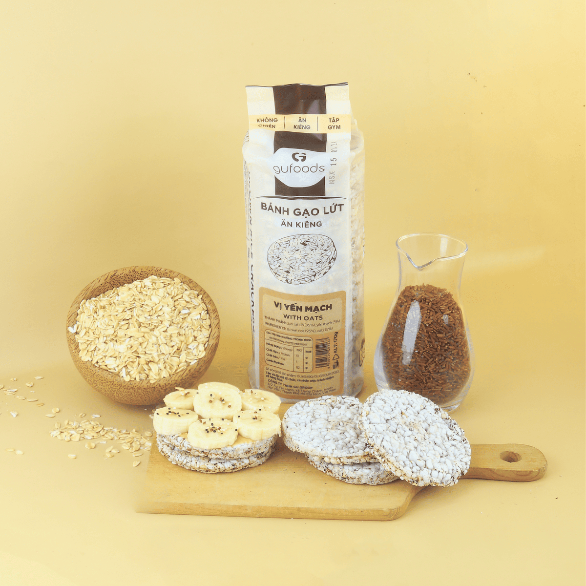 Bánh gạo lứt Gufoods vị yến mạch