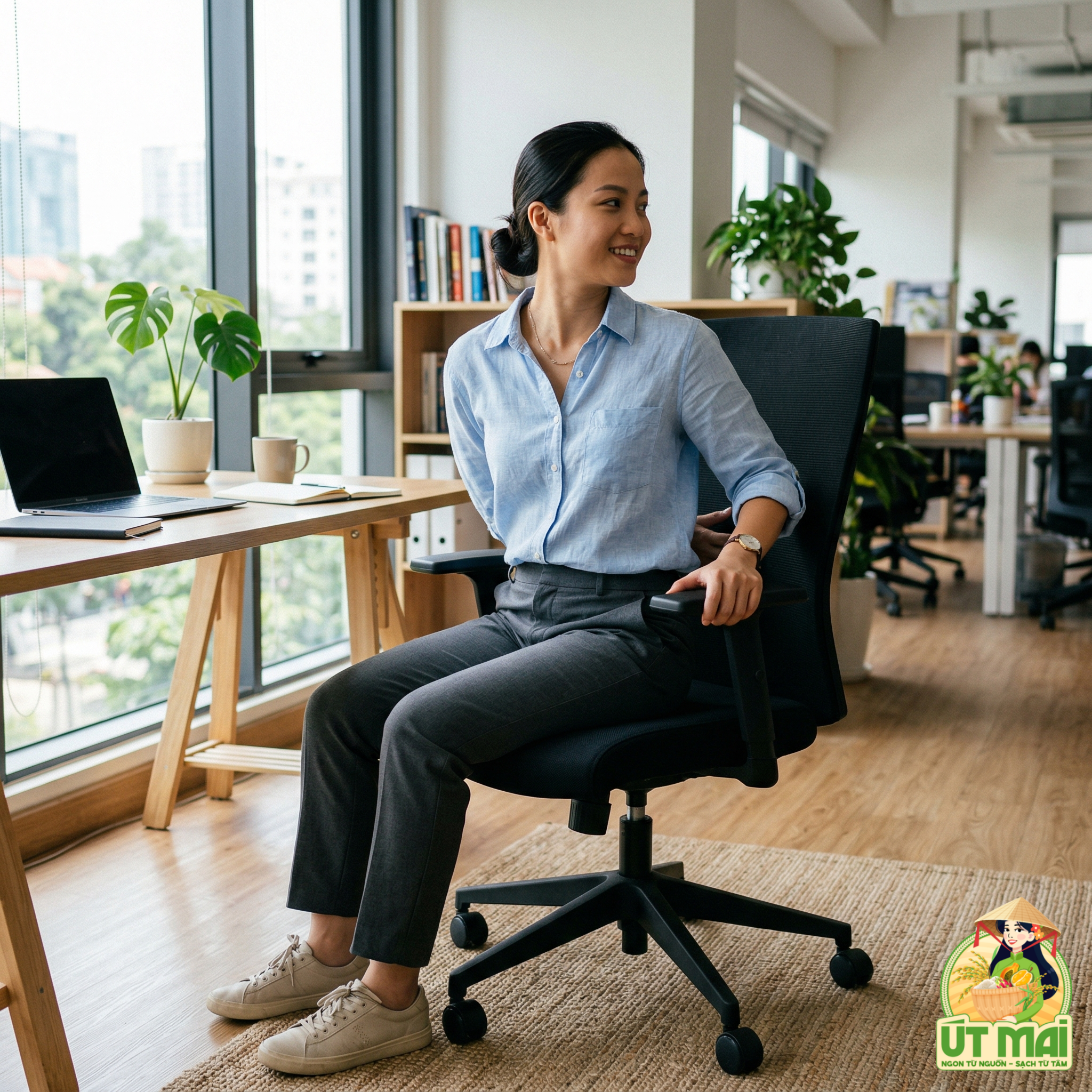 Xoay eo trên ghế văn phòng