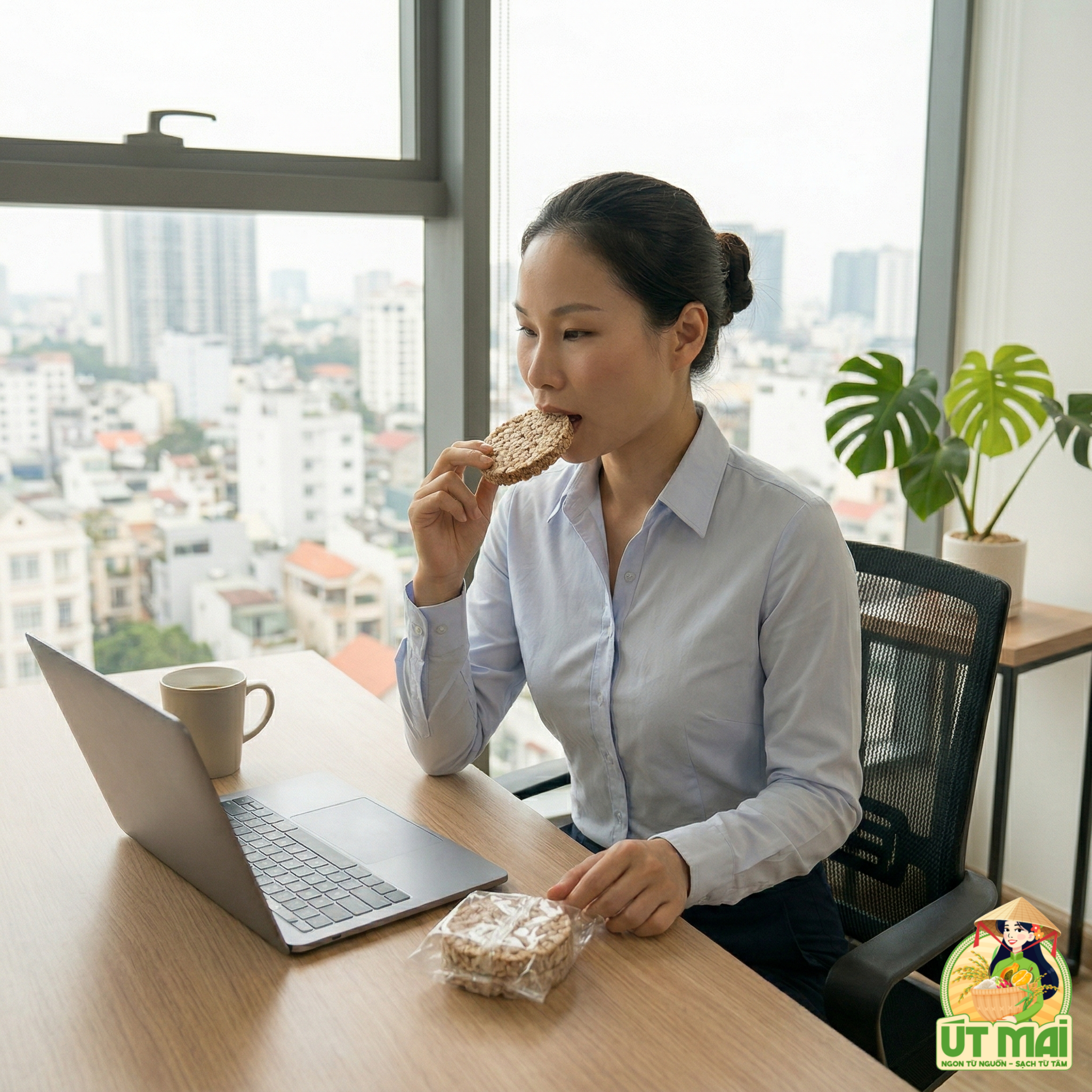 Bổ sung năng lượng bằng bánh gạo lứt Út Mai